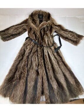 Women's Vintage Fur Coat S/M Emilio Gucci Real Fur Luxury Brown Striped